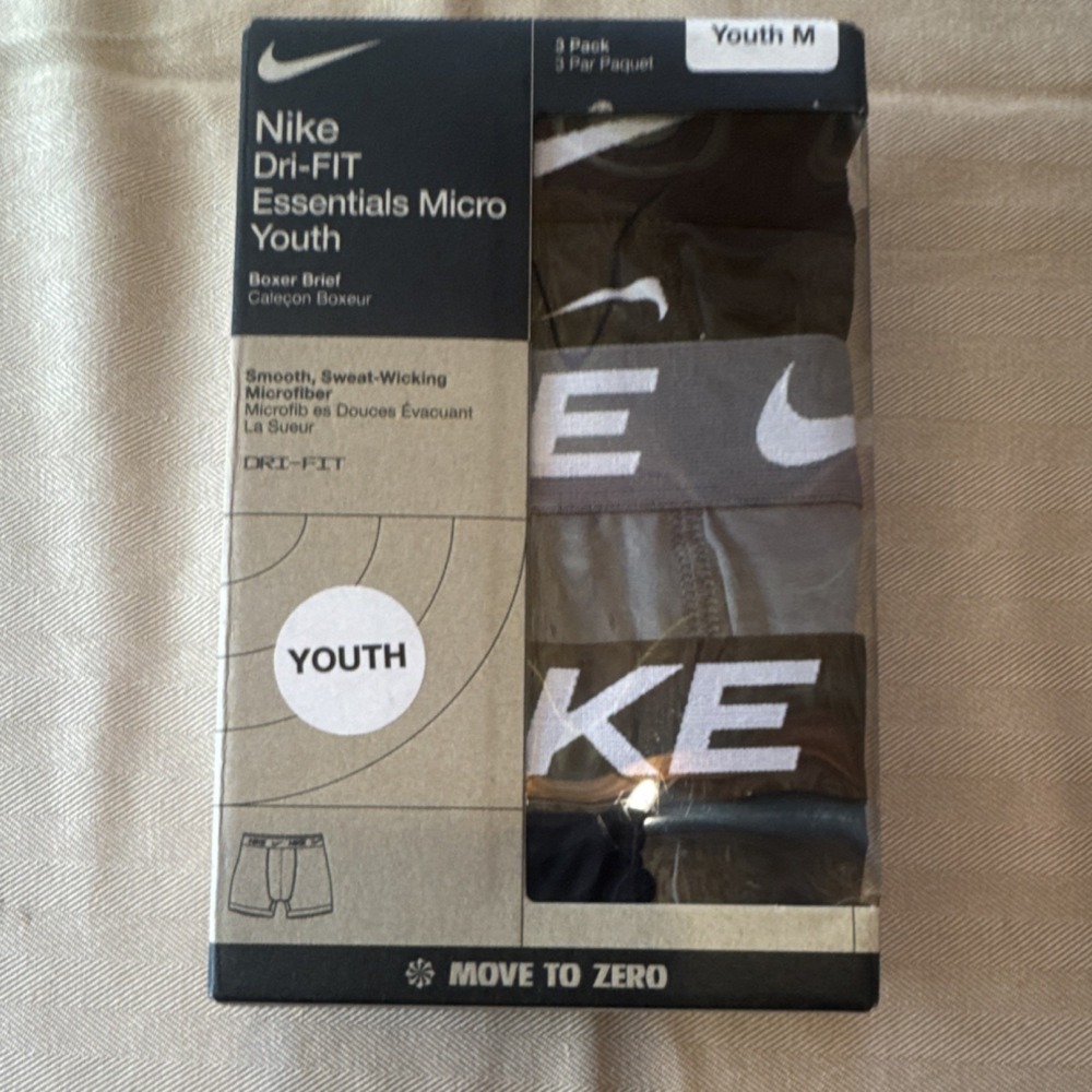 Youth Nike Dri-Fit Essential Micro Boxer Briefs 3 Pack Sz Youth Medium NIB